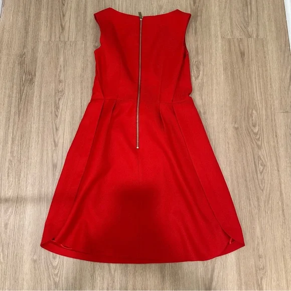 TED BAKER Nuhad Red Bow Waist Detail Tulip Pleated Dress Sleeveless New Girl - Picture 6 of 7